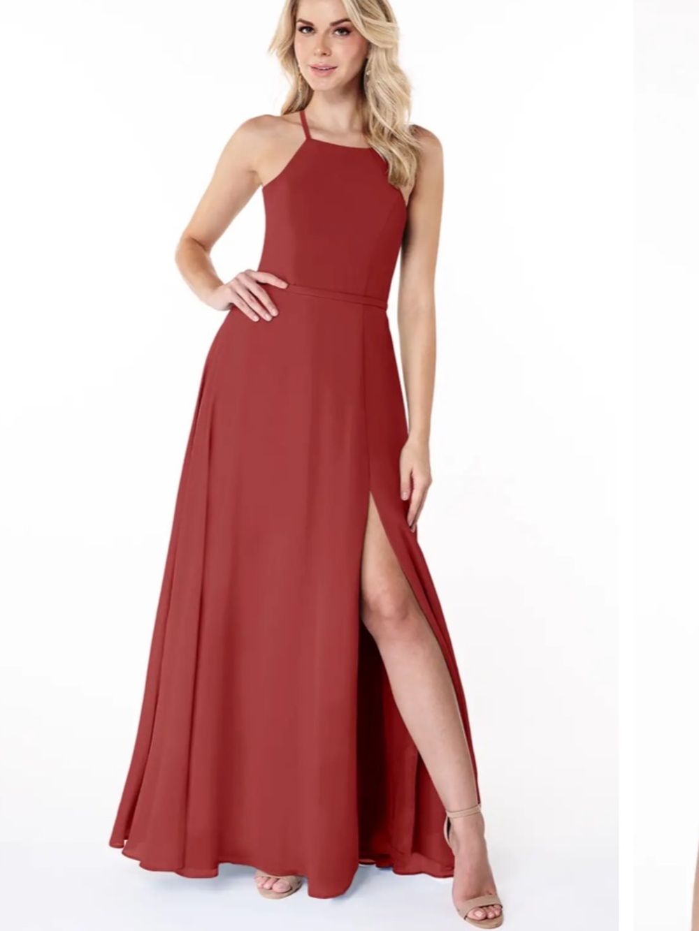 NWT Azazie Bree Mulberry A-Line Side Slit Chiffon Bridesmaid Dress Custom SZ 2/4